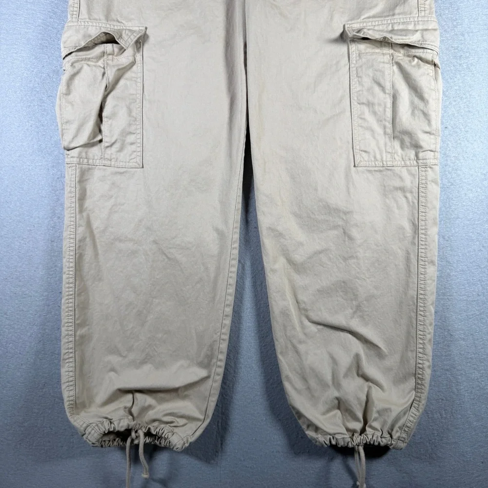 Levis 94 Baggy Cargo Pants Tan Khaki 100% Cotton Utility Drawstring 32x30 A4707